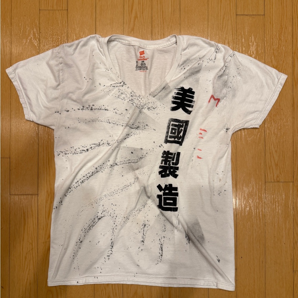 Women's White and black streetwear-inspired cotton t-shirt
